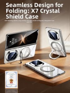 HANNUO | Rotary Bracket Transparent Ultra-thin Drop Protection Magnetic Flip Cover