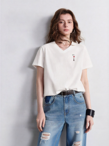 Toyouth | Áo Thun Cotton Chống Khuẩn Form Rộng V-neck Thêu
