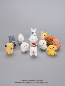 Mini Simulation Cute Puppy Miniature Cartoon Pet Dog Model Toy Micro Landscape Car Decoration Desktop Doll