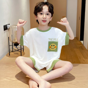 Modal Childrens Sleepwear Set Boys Summer New Short Sleeve Shorts Home Clothes Casual Breathable Moisture-wicking Odor-resistant