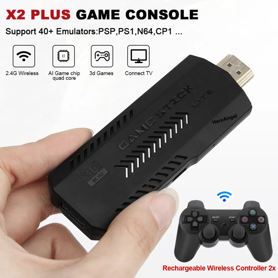 New Upgrade X2 PLUS Video GameStick Console 2.4G P3 Rechargeable Wireless  Controller Retro Games for PSP/PS1/FC 64G/128G | Lazada PH