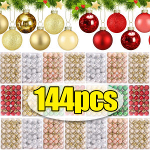 🎄🎅144PCS Mini Electroplated Christmas Balls Ornaments Xmas Tree Pendant Decoration Hanging Ball Party Home Decor Festival Gifts