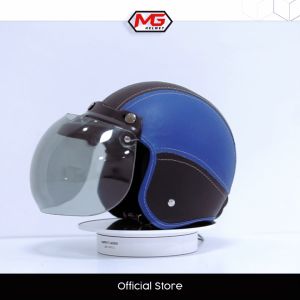 HELM BOGO RETRO ANAK PREMIUM 2 3 4 5 6 7 TAHUN POLOS FULL KULIT VISOR KACA CEMBUNG SNI LAKI LAKI PEREMPUAN BERANEKA WARNA BIRU HITAM