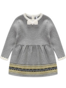 Girls Knitted Dress Butterfly Knot Princess Style Spring Autumn Cotton Long Sleeve A-Line Skirt for 6-36 Months Baby Girls