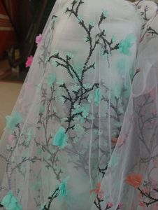 Tulle Tile BORDIR Motif Bunga Sakura timbul 3d