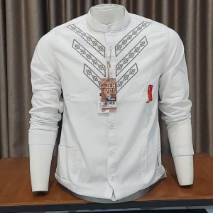 PROMO Kemeja Koko Casual Kemeja Cardinal Pria Bordir Kemeja Pria Putih/Hitam Kemeja Pria Lengan Panjang
