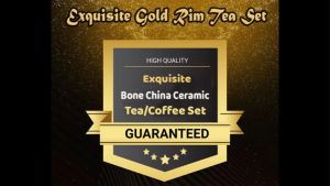 14 PC + RACK NORDIC BIG TEA POT GOLDEN RIM LINE QUALITY CERAMIC COFFEE/TEA SET LZSL767YJ