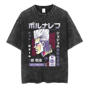 Bandai | JoJo Kỳ Dị Phiêu Lưu Áo Phông Giặt Sạch Steel Ball Run Cotton Thường Ngày Mùa Hè Retro Harajuku Tee Dành Cho Nam Và Nữ