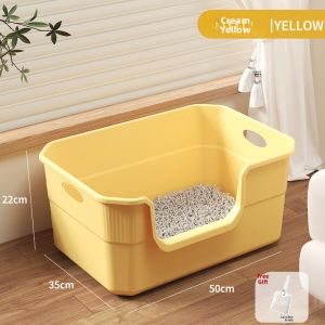 MONLEYTA | Extra Large Open Top Cat Litter Box Anti-Splash Odor Control Cat Toilet Giant Sand Tray For Cats Pet Supplies Cat Litter Partner