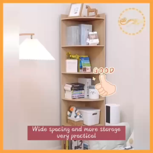 Elegant Solid Wood 6-Tier Corner Bookcase with Display Shelf for Living Room Storage