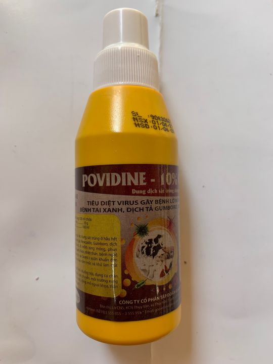POVIDINE 10% 100ml Sát trùng vết thương, sát trùng chuồng trại, sát trùng dụng cụ, Diệt khuẩn vết mổ iodine.