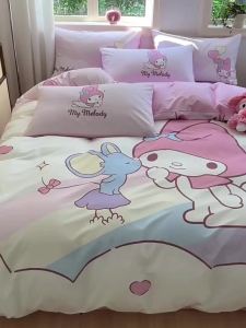 WUYINLIANGPIN | Bộ Đồ Chăn Ga Gối Bằng Cotton Hình Cartoon 3 Món