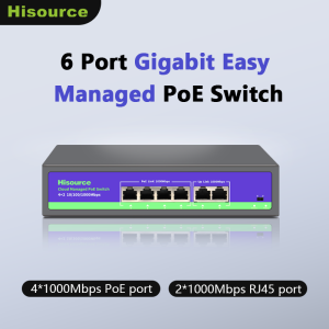 Hisource 4/8 Port Cloud Managed 1000Mbps PoE Switch Support Web/App Smart Managed Remote Control