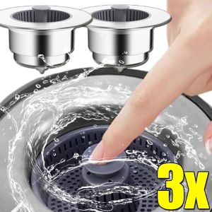 3Pcs Sink Drain Strainer Bathroom Universal Anti-clogging Pop Up Stopper Detachable Kitchen Sink Anti Odor Drain Basket