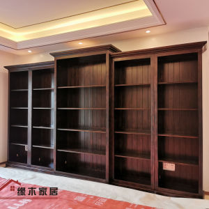 Large Wooden Bookcase Display Vintage Wall Open Oak Corner Full Wall Book Cabinet American Country Style Adult Storage Furniture
