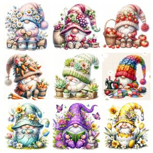 Acrylic Paint By Numbers Spring Floral Gnome Painting By Numbers on Canvas Coloring By Number for Adults Paint Digital Art