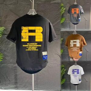 เสื้อแขนสั้นพิมพ์ลายตัวอักษรแบบใหม่ฤดูร้อนสำหรับผู้ชายเสื้อยืดผ้าฝ้ายแท้ชายทรงโค้งมนแฟชั่นเสื้อคอกลมสวมหัวเข้ารูปแฟชั่น