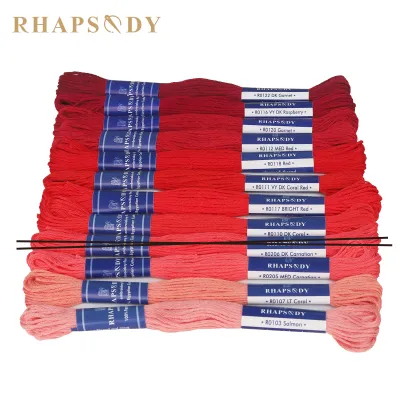 Rhapsody Egyptian Cotton Embroidery Floss DMC Quality 12 Colors Box Double Mercerized Cross Stitch Thread 8 Meter Long Skein