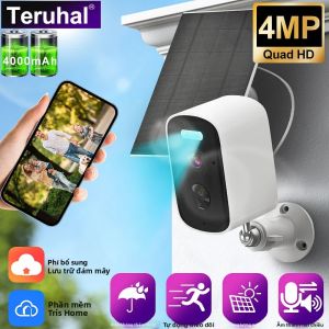 Camera Không Dây Chạy Bằng Năng Lượng Mặt Trời 4MP 1440P HD Cảm Biến Chuyển Động WiFi IP Giám Sát An Ninh Ngoài Trời Camera Quan Sát