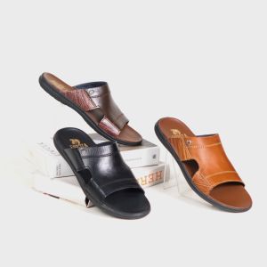 Sandal Casual Slide Pria Bahan Kulit Sapi Sendal Kokop Flip Flop Bahan Kulit L.S449