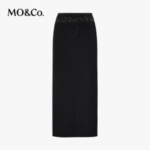 MO&Co. | Summer High Waist Satin Panelled Skirt with Drawstring and Slit