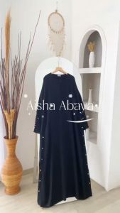 AISHA ABAYA - FLOTTILICIOUS / Gamis Lebaran Hitam Polos / Eid Series Idul FItri / Dress Termurah / Baju Wanita Muslim Kekinian