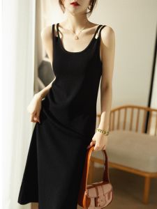HUOLISI | Vintage Style Slimming Ice Silk Mid-long Slip Dress New