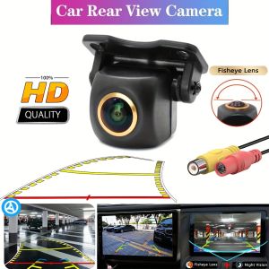 HD Car Rear View Universal Camera with Smart Steering Guide Lines Night Vision Fisheye LensFit for CarsTrucks RVsMini-Vans
