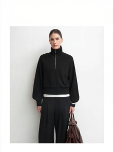 Full Wool High Neck Flared Sleeve Top