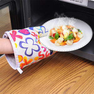 LoviRa Cotton gloves microwave oven heat-resistant thickened high-temperature baking anti slip