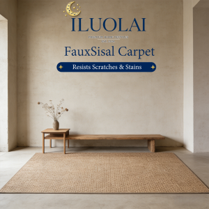 ILUOLAI Modern Faux Sisal Rug (Karpet na hindi madulas) Pineapple Weave Carpet Anti-Slip Bottom for Coffee Table / Bedroom Area Rug Wear-Resistant & Easy to Clean Minimalist Home Decor 4 Sizes available