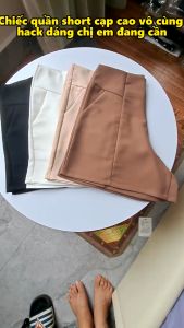 Quần Short Cạp Cao Cao Cấp Khóa Kéo Sau  Quần sọt lưng cao cho nữ