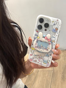 Cute Cartoon Magnetic Rabbit Stand Phone Case Compatible with Apple 16promax iPhone 15pro New Model 14 Womens Model 13 Full Edge Shockproof Protective Cover