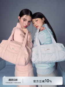 LaluneDuCiel Adorable round Tube Quilted Handbag Soft Handle Zipper Closure Large Size Polyester Material Casual Leisure