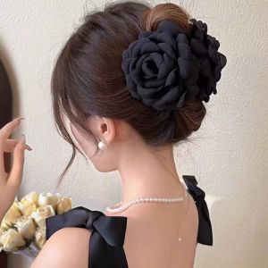 Red Rose Hair Clip Large Flower Updo Hair Accessories Luxury Back of Head Caro Hair Grips Fashionable Hair Decorations