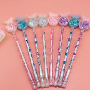 Satu Keluarga Pulpen Gel Bunny 0.5mm A90 Pena Kupu Motif Payet Gliter Ink Gel Pena Gel Pastel Alat