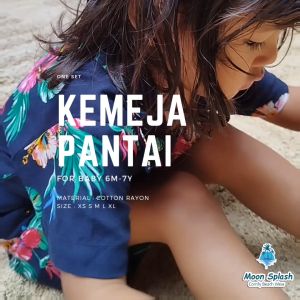Setelan Baju Bayi Anak Kemeja Pantai MOON SPLASH