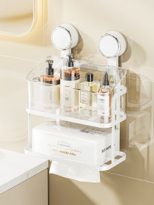 Bathroom Wall-Mounted Suction Cup Face Towel Storage Box Disposable Face Wipes Organizer Rack Plastic Bathroom Accessories