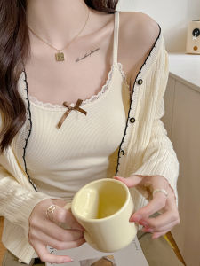 เสื้อกั๊กสายเดี่ยวผู้หญิง ฤดูร้อน 2025 ใหม่พร้อมแผ่นเสริมหน้าอก Pure Desire ผูกโบว์ผีเสื้อ ชุดชั้นใน ชุดชั้นใน