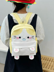 Túi Đeo Vai Đôi Hình Mèo Cotton Dung Tích Lớn Túi Học Sinh Túi Đeo Vai Bằng Vải Có Khóa Kéo Túi Học Sinh Hoạt Hình