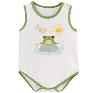 Summer Thin Vest Triangle Baby Romper Celebration Red No Sleeve Bottom Covering Clothes for Baby Boys And Girls Cotton Blend Fabric