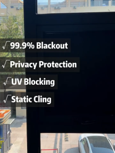 Blackout Window Film for Privacy self-adhesive Sun Light Blocking Black Out Cover Room Darkening Window Tinting Film for Day Sleeping Nursery