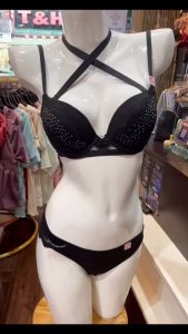 Bộ đồ lót Slyvia phối đá áo cotton mút vừa có gọng tạo khe quần ren gợi cảm