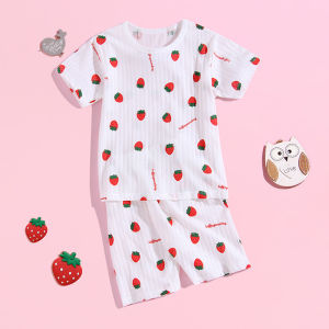 Pure Cotton Summer Thin Short Sleeve Shorts Set Baby Clothes Childrens Home Clothes Sleepwear for Boys And Girls