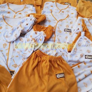 paket isi 18 pcs baju bayi baru lahir 0-3 bulan seri kubus perlengkapan bayi seri kuning
