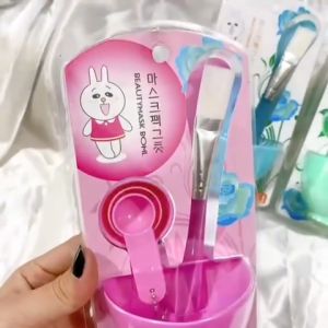 Bộ dụng cụ trộn mặt nạ cao cấp dùng trong spa - Bộ 4 Dụng Cụ Bát Trộn Que Nhựa Cọ Lông Cọ Silicon Muỗng Đông