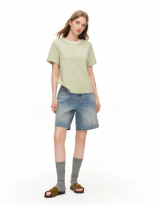 DUSHU | Casual Minimalist Round Neck Letter T-Shirt