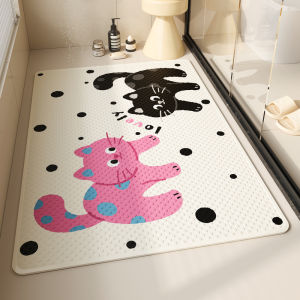 Cartoon Bathroom Anti-Slip Mat PVC Suction Cup Floor Mat Waterproof Non-Slip Bath Shower Toilet Home Decor Modern Simple Style