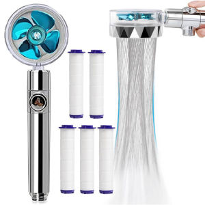Water Saving Handhold Shower Head Nozzle with Filter 360° Rotation Showerhead with Button Shower Faucet Bathroom Accessories