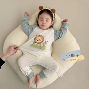 Baby Modal One-Piece Sleepwear Long Sleeve Thin Spring Autumn Summer Overhead Climbing Suit Boys Girls Comfortable Polyester Fiber